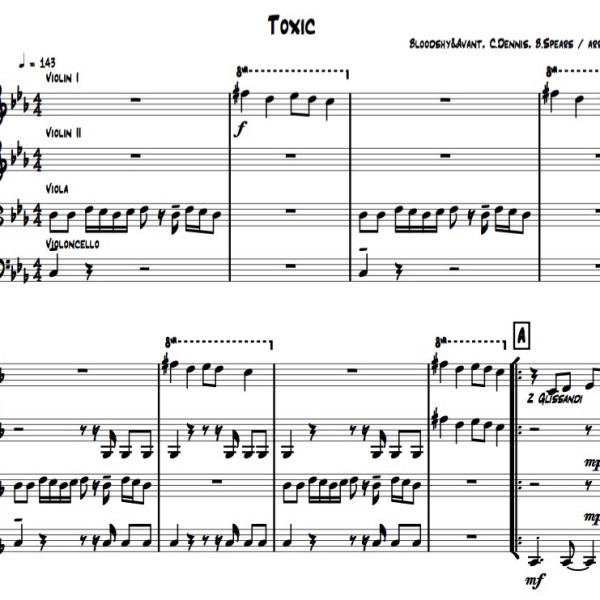 Toxic String Quartet Arrangement Sample.